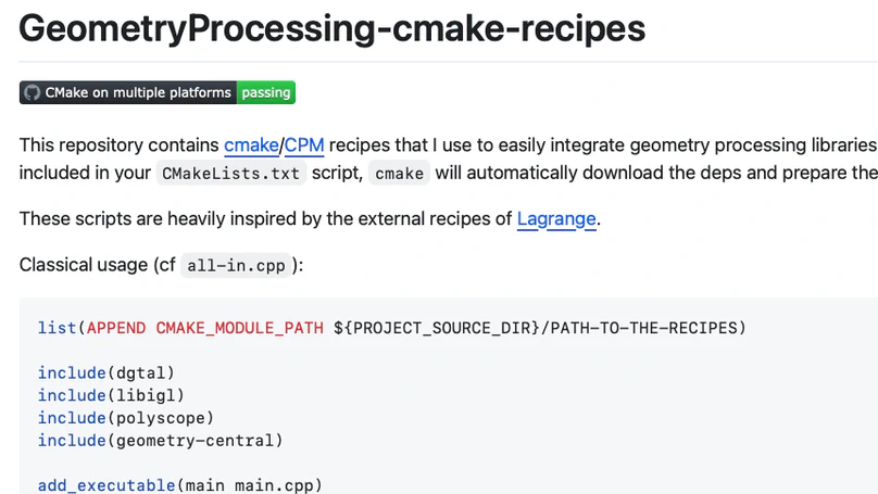 Geometry Processing Cmake Recipes