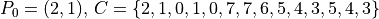 P_0=(2,1),\, C=\{2,1,0,1,0,7,7,6,5,4,3,5,4,3\}