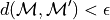 d(\mathcal{M},\mathcal{M'}) < \epsilon