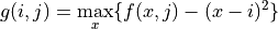 g(i,j) =  \max_{x} \{ f(x,j) - (x-i)^2\}