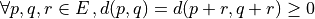 \forall p,q,r\in E\,, d(p,q) = d(p+r,q+r)\geq 0