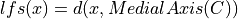 lfs(x)= d(x,MedialAxis(C))