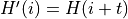 H'(i) = H(i+t)