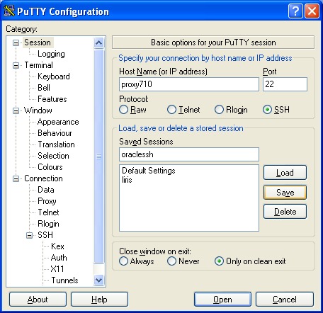 Putty: sauver la configuration