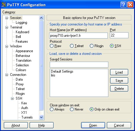 Putty: Host Name