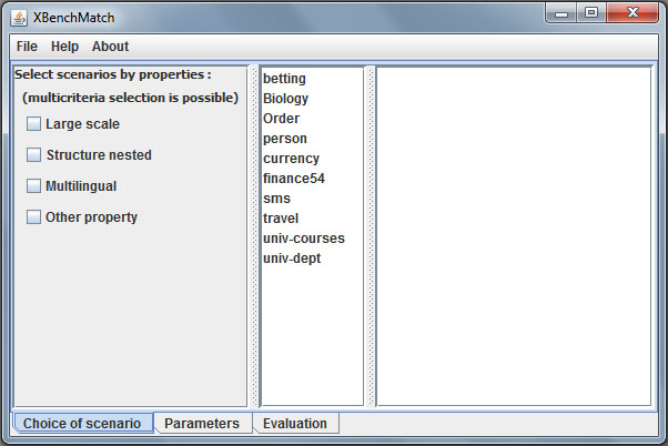 screenshot of XBenchMatch - selecting scenario