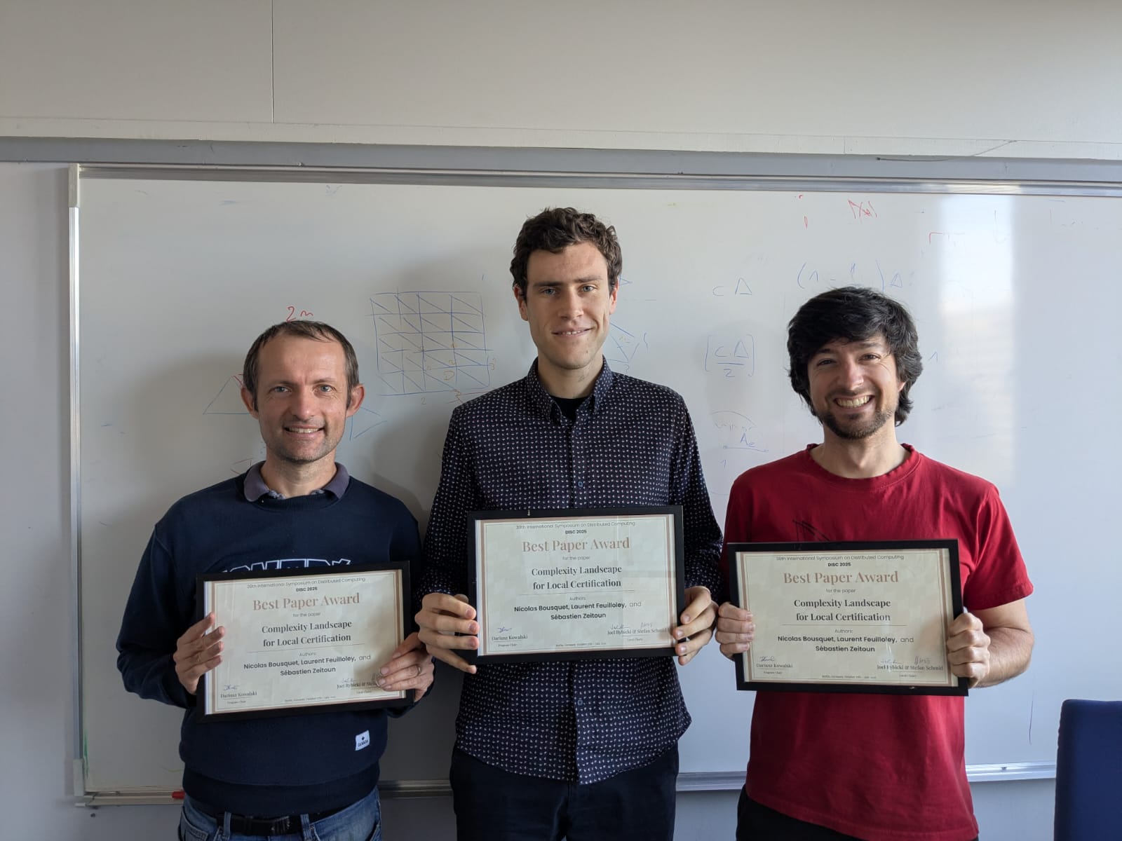 Photographs of the authors with best papers certificates.