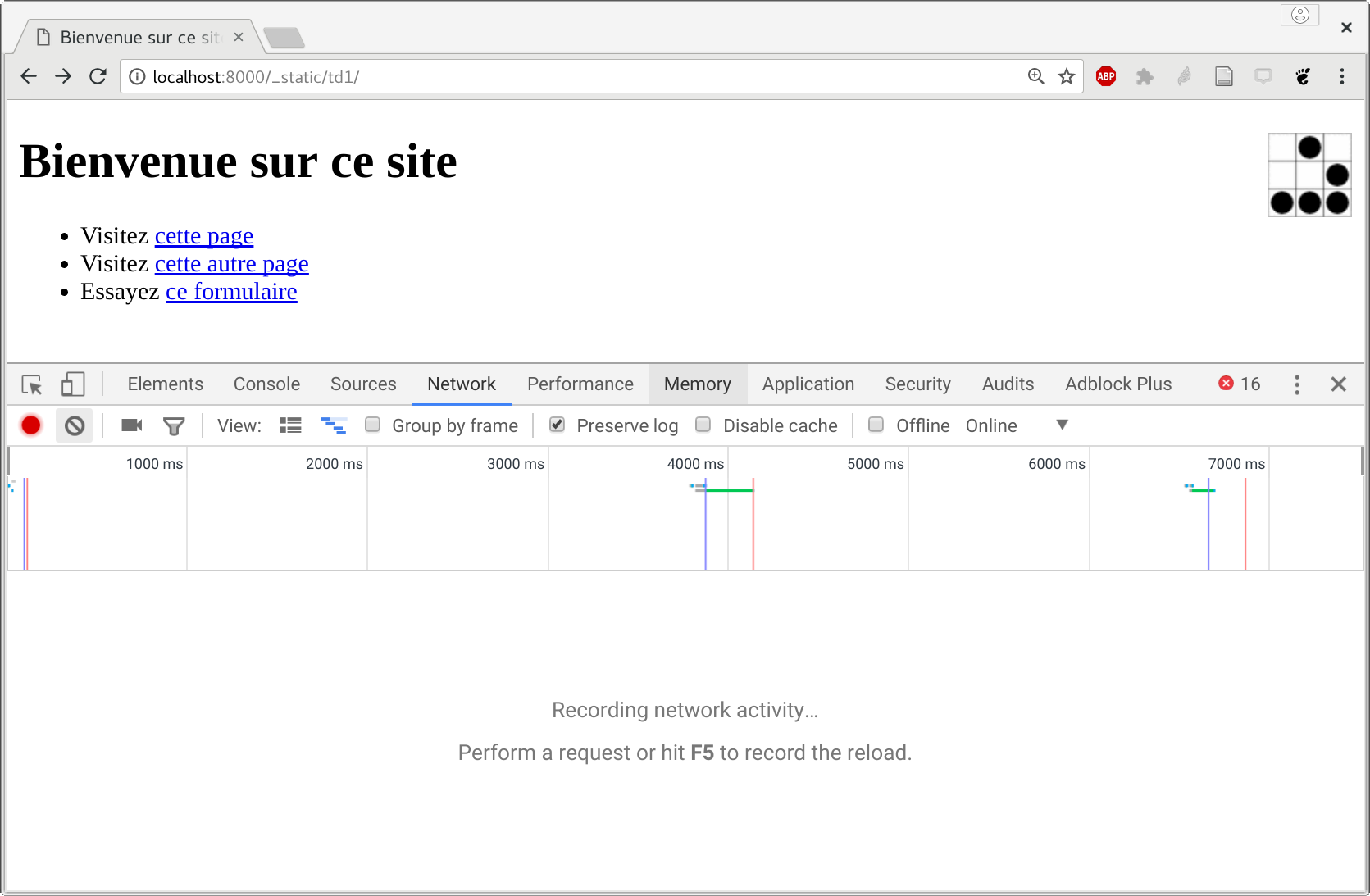 Console développeur sous Chrome